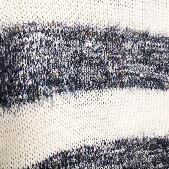 Anthropologie Tabitha cream and navy, striped knit, eyelash sweater - Picture 9 of 12